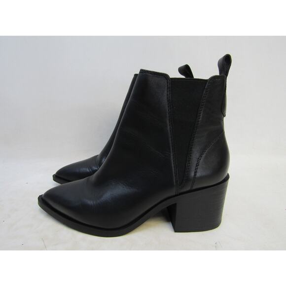 Steve Madden Womens Size 6.5 M Black Leather Chelsea Ankle Fashion Boots Bootie - Picture 1 of 11